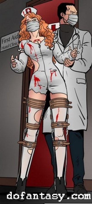 afraid, bdsm art, nurse, tied