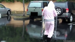 sporting pink sweats hot