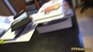big tits real office