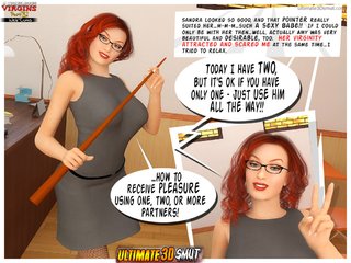 3d cartoon, dp, milf, redhead