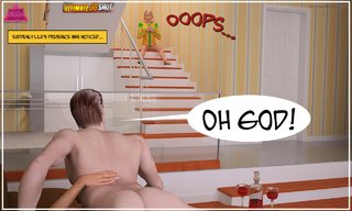 young daughter watches horny